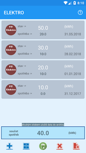 Odečty měřáků Screen 2