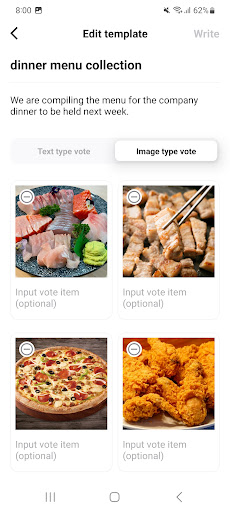 Android application Create Vote screenshort