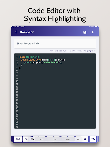 Screenshot of Java Compiler - Run .java Code