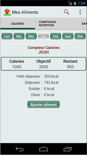 Android application Mes Aliments screenshort