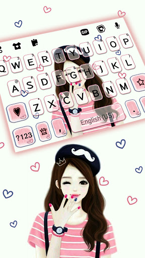 Android application Pink Lovely Girl Keyboard Back screenshort