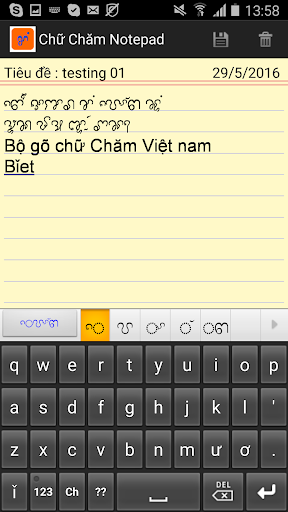 Bộ soạn thảo chữ Chăm Screen 3