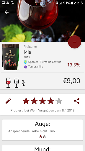 Wein Vergnügen Verkostungsnoti Screen 2