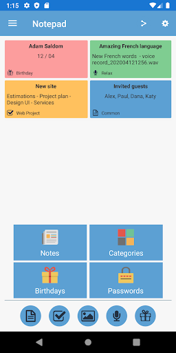 Android application Secure notepad notes checklist screenshort
