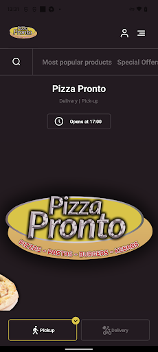 Android application Pizza Pronto screenshort