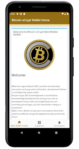 Android application Bitcoin-sCrypt [BTCS] Wallet screenshort