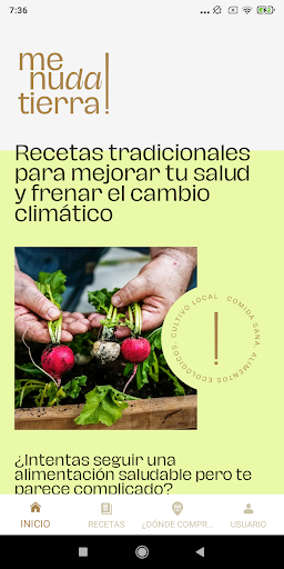 Android application MENUdaTIERRA screenshort