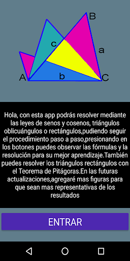Android application Ley de Senos y Cosenos,cálculo screenshort