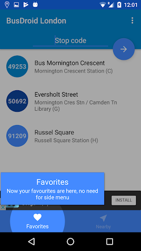 BusDroid London Screen 2