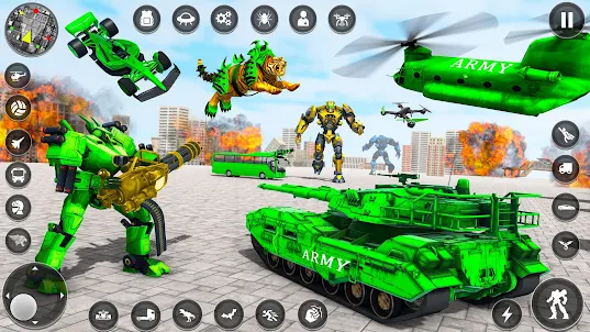 陸軍坦克機器人變形金剛遊戲