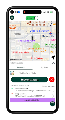 Taxiapp UK: Driver Screen 3