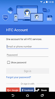 screenshot of HTC Account—Services Sign-in