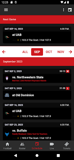 Screenshot of Ragin' Cajuns Athletics