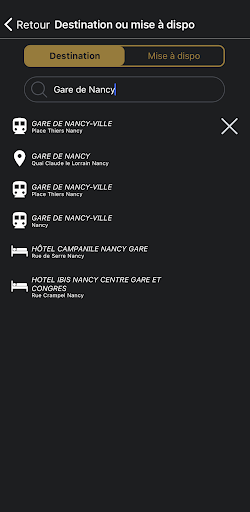 Android application MYCAR VTC NANCY screenshort