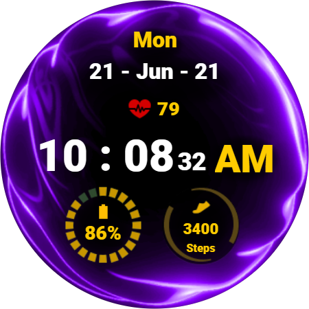 Android application Fluid Purple Watch Face screenshort