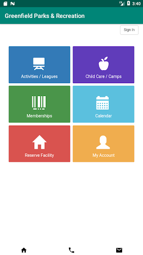 Android application Greenfield Parks & Recreation screenshort