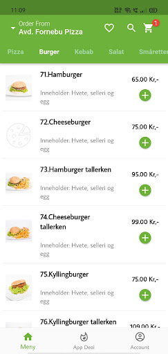 Android application Fornebu Pizza screenshort