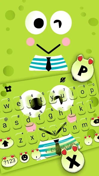 Cartoon Green Frog Keyboard Theme