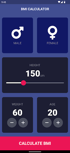 Android application BMI Calculator screenshort