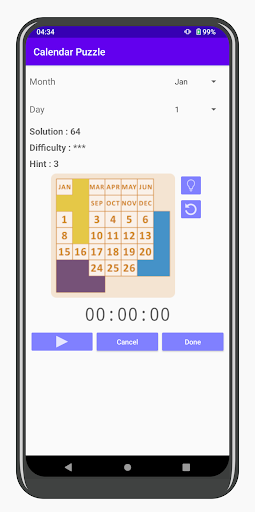 Calendar puzzle ekran görüntüsü