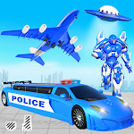 Cover Image of Download Flying Limo Police Helicopter Car Robot Games 27 APK