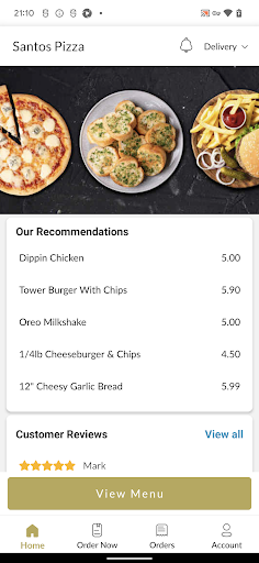 Android application Santos Pizza screenshort