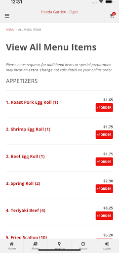 Panda Garden - Elgin Ordering Screen 2