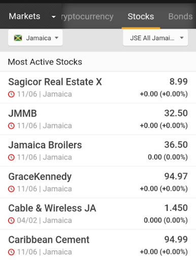 Jamaica Stock Exchange App Screen 2