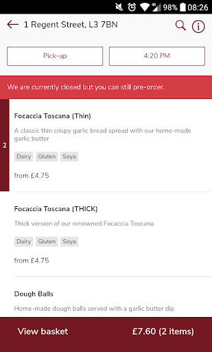 Casa Italia Delivery Screen 2