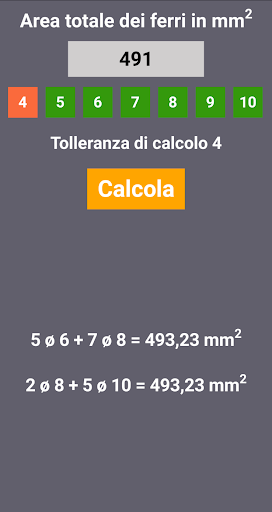 Android application Combinazioni ferri d'armatura screenshort