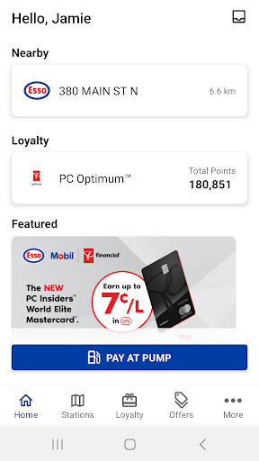 Android application Esso and Mobil™ App screenshort