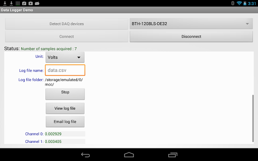 Data Logger Demo Screen 2