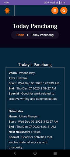 Panchang astrology - Any Astro Screen 3