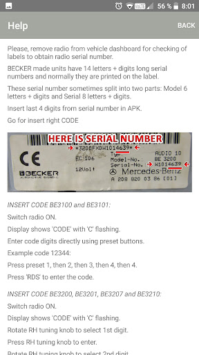 RADIO CODE for AUDIO 10 CC Screen 2