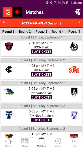 AFLW Official App Screen 3