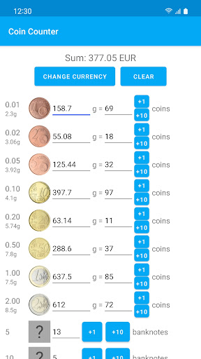 Android application Coin Counter screenshort