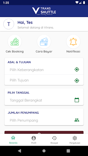 VTrans - Shuttle & Rental Screen 2