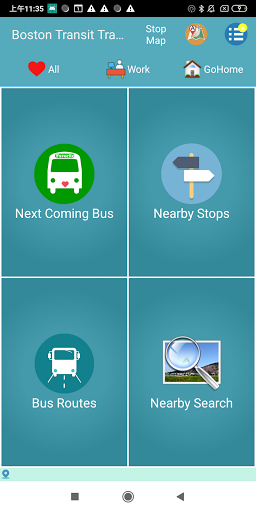 Android application Boston Transit Tracker (MBTA) screenshort