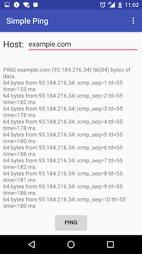 Android application Simple ping screenshort