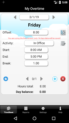 My Overtime - working hours Screen 3