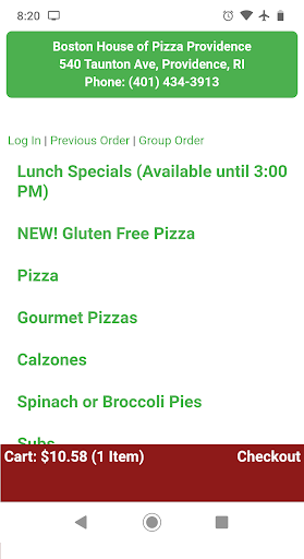 Boston House of Pizza Providen Screen 2