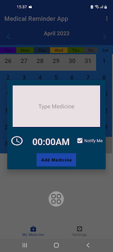 Android application Medical Reminder App screenshort