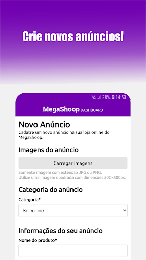 MegaShoop DashBoard Screen 2