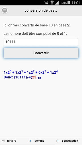 Nombre Décimal vers Binaire Screen 3