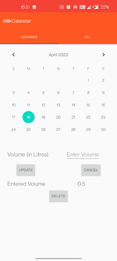 MilkCalendar Screen 2