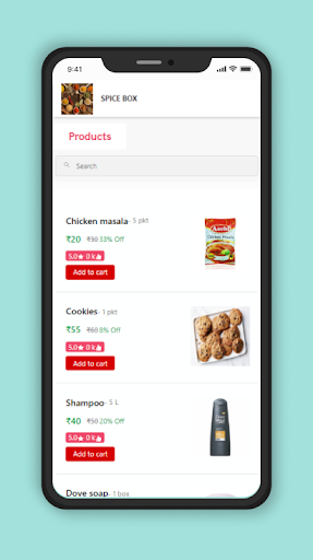 Android application Spice Box Mart screenshort