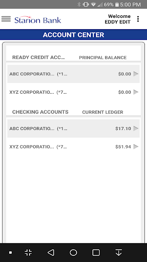 Android application Starion Bank Business Mobile screenshort