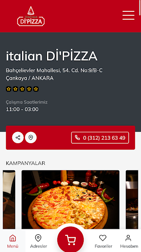 Android application italian Dİ'PİZZA screenshort