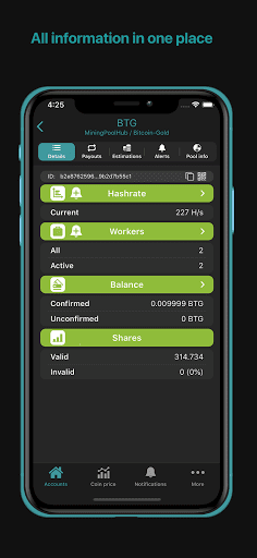 Screenshot of Mining pool monitor: Miner Box