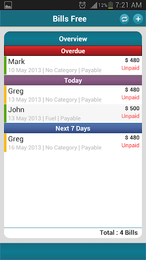 Bills Free - Expense & Invoice Screen 3